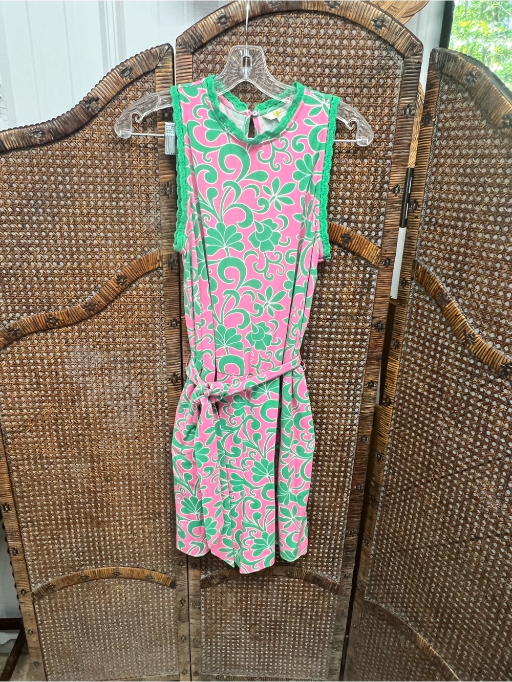 Boden romper shorts jumpsuit pink green 8
